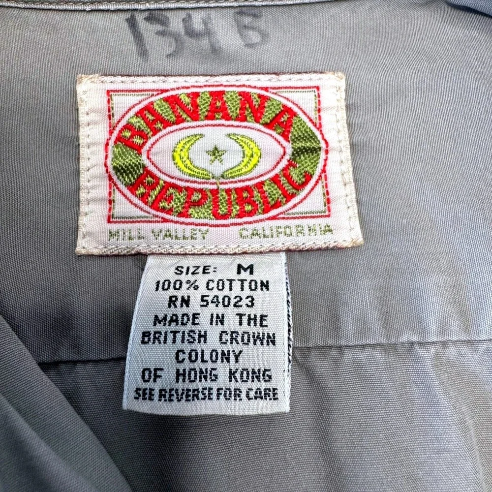 VTG BANANA REPUBLIC Archive Button Safari Mens Shirt M Khaki Stained 80s